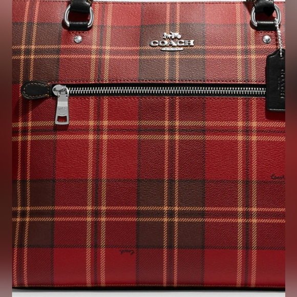 New 🎀 Coach Gallery Tote With Tartan Plaid Print Bag - Picture 4 of 6